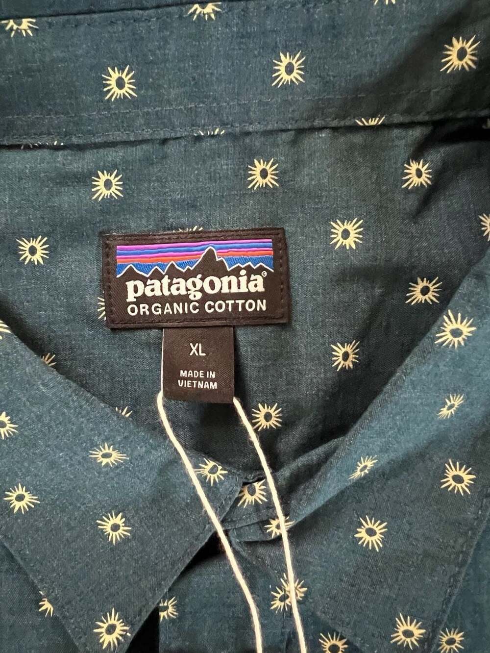 Patagonia Go To Shirt Size XL Lagom Blue Sun Beams Short Sleeve Organic - Picture 3 of 7